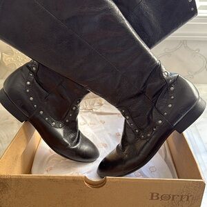 BORN black leather tall boots size 8